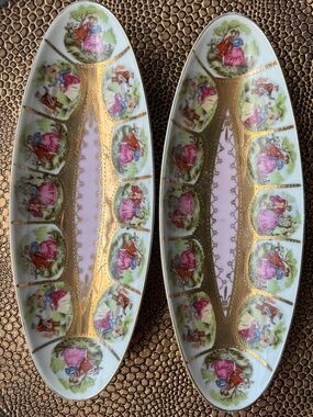 Royal Vienna 1102 hand painted porcelain dish set (2) , antique vintage